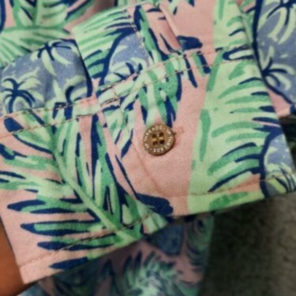 YP Threads Australia 2XL XXL Pink Teal Long Sleeve Button Shirt Tropical Coconut - Picture 7 of 10